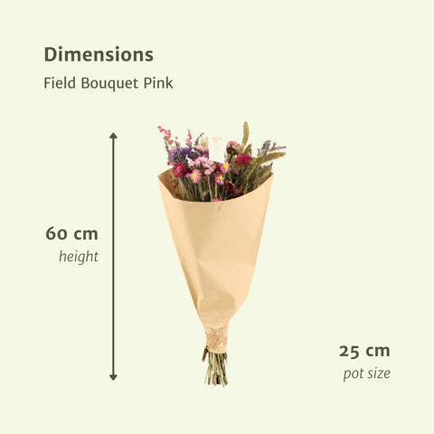 Field Bouquet Pink - Droogboeket - 60cm - Ø25